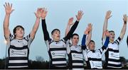3 February 2017; Cistercian College Roscrea players salute their supporters after victory in the Bank of Ireland Leinster Schools Senior Cup Round 1 match between Cistercian College Roscrea and CBC Monkstown at Castle Avenue in Clontarf, Dublin. Photo by Piaras Ó Mídheach/Sportsfile