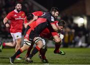 3 February 2017; Dave Foley of Munster is tackled by Cornell Du Preez of Edinburgh during the Guinness PRO12 Round 13 match between Edinburgh and Munster at Myreside in Edinburgh, Scotland. Photo by Ramsey Cardy/Sportsfile