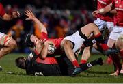 3 February 2017; Tyler Bleyendaal of Munster is tackled by Cornell Du Preez of Edinburgh during the Guinness PRO12 Round 13 match between Edinburgh and Munster at Myreside in Edinburgh, Scotland. Photo by Ramsey Cardy/Sportsfile