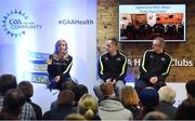 4 February 2017; Connacht Healthy Club Roadshow - inspiring GAA clubs to become hubs for health. Pictured at the launch leading the call out for increased participation in the programme are Anna Geary, former Cork camogie captain, with James Carthy and Joe Neylon from Aghamore GAA Club, Co. Mayo. Exemplar Healthy Clubs such as Achill GAA, Mayo, Melvin Gaels GAA, Leitrim, Ballinderreen GAA, Galway and Aghamore GAA, Mayo, encouraged and inspired other Connacht clubs to support their communities in pursuit of better physical and mental wellbeing. For more information, visit: www.gaa.ie/community Follow: @officialgaa or Like: www.facebook.com/officialgaa/. Ballyhaunis Centre of Excellence, Mayo. Photo by Matt Browne/Sportsfile