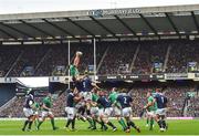 4 February 2017; CJ Stander of Ireland wins possession in a lineout during the RBS Six Nations Rugby Championship match between Scotland and Ireland at BT Murrayfield Stadium in Edinburgh, Scotland. Photo by Ramsey Cardy/Sportsfile