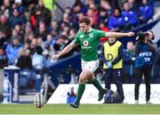 4 February 2017; Paddy Jackson of Ireland kicks a conversion during the RBS Six Nations Rugby Championship match between Scotland and Ireland at BT Murrayfield Stadium in Edinburgh, Scotland. Photo by Ramsey Cardy/Sportsfile