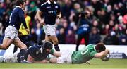 4 February 2017; Paddy Jackson of Ireland scores his side's third try past Josh Strauss of Scotland in the sixty-second minute during the RBS Six Nations Rugby Championship match between Scotland and Ireland at BT Murrayfield Stadium in Edinburgh, Scotland. Photo by Ramsey Cardy/Sportsfile