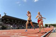 2 July 2011; Hannah England, left, Great Britain, beats Elina Sujew, Germany, on the line in the Women's 1500m at the Cork City Sports 2011. CIT Arena, Bishopstown, Cork. Picture credit: Brendan Moran / SPORTSFILE