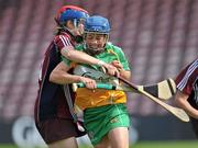 2 July 2011; Fiona Stephens, Offaly, in action against Sandra Tannian, Galway. All-Ireland Senior Camogie Championship, Round 4, in association with RTE Sport, Galway v Offaly, Pearse Stadium, Galway. Picture credit: Barry Cregg / SPORTSFILE