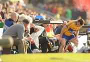 2 July 2011; James McInerney, Clare, takes his seat in the dugout after being sent off by referee Diarmuid Kirwan. GAA Hurling All-Ireland Senior Championship, Phase 2, Galway v Clare, Pearse Stadium, Galway. Picture credit: Stephen McCarthy / SPORTSFILE