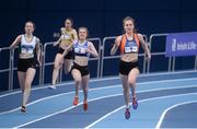 4 February 2017; Aoife Conroy of Slí Cualann, Co Wicklow, right, competing in the Women's 200m during the Irish Life Health National Indoor Club League Final at the Sport Ireland National Indoor Arena in Abbotstown, Dublin. Photo by Sam Barnes/Sportsfile