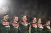 4 February 2017; Mayo players during the National Anthem ahead of the Allianz Football League Division 1 Round 1 match between Mayo and Monaghan at Elverys MacHale Park in Castlebar, Co Mayo. Photo by Stephen McCarthy/Sportsfile