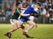 4 February 2017; Rory Beggan of Monaghan in action against Cillian O'Connor of Mayo during the Allianz Football League Division Round 1 match between Mayo and Monaghan at Elverys MacHale Park in Castlebar, Co Mayo. Photo by Stephen McCarthy/Sportsfile