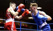 4 February 2017;  Patrick Linehan of St Marys Dublin, right, exchanges punches with Colm Quinn of Castlebar, during their 64kg bout during the 2016 IABA Elite Boxing Championships at the National Stadium in Dublin. Photo by Cody Glenn/Sportsfile