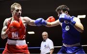 4 February 2017; Dean Walsh of St Ibars, left, exchanges punches with Mark McCole of Dungloe during their 69kg bout during the 2016 IABA Elite Boxing Championships at the National Stadium in Dublin. Photo by Cody Glenn/Sportsfile