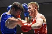 4 February 2017; Dean Walsh of St Ibars, right, exchanges punches with Mark McCole of Dungloe during their 69kg bout during the 2016 IABA Elite Boxing Championships at the National Stadium in Dublin. Photo by Cody Glenn/Sportsfile
