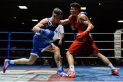 4 February 2017; Peter Carr of Crumlin, left, exchanges punches with Nathan Watson of Saints during their 69kg bout during the 2016 IABA Elite Boxing Championships at the National Stadium in Dublin. Photo by Cody Glenn/Sportsfile