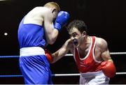 4 February 2017; Ross Boyle of Mourne GG, right, exchanges punches with Brett McGinty of Oakleaf during their 69kg bout during the 2016 IABA Elite Boxing Championships at the National Stadium in Dublin. Photo by Cody Glenn/Sportsfile