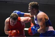 4 February 2017; Bernard O’Reilly of Portlaoise, right, exchanges punches with James Clarke of Kilnamanagh during their 91+kg bout during the 2016 IABA Elite Boxing Championships at the National Stadium in Dublin. Photo by Cody Glenn/Sportsfile