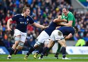 4 February 2017; Devin Toner of Ireland is tackled during the RBS Six Nations Rugby Championship match between Scotland and Ireland at BT Murrayfield Stadium in Edinburgh, Scotland. Photo by Ramsey Cardy/Sportsfile