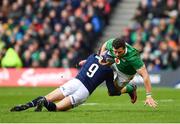 4 February 2017; Robbie Henshaw of Ireland is tackled by Greig Laidlaw of Scotland during the RBS Six Nations Rugby Championship match between Scotland and Ireland at BT Murrayfield Stadium in Edinburgh, Scotland. Photo by Ramsey Cardy/Sportsfile
