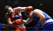 4 February 2017; Thomas Carty of Glasnevin, right, exchanges punches with John McDonnell of Crumlin during their 91+kg bout during the 2016 IABA Elite Boxing Championships at the National Stadium in Dublin. Photo by Cody Glenn/Sportsfile