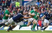 4 February 2017; Paddy Jackson of Ireland is tackled by Josh Strauss of Scotland during the RBS Six Nations Rugby Championship match between Scotland and Ireland at BT Murrayfield Stadium in Edinburgh, Scotland. Photo by Ramsey Cardy/Sportsfile