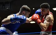 4 February 2017; Nathan Watson of Saints, right, exchanges punches with Peter Carr of Crumlin during their 69kg bout during the 2016 IABA Elite Boxing Championships at the National Stadium in Dublin. Photo by Cody Glenn/Sportsfile