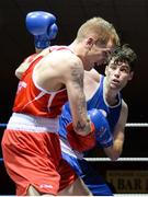4 February 2017; Mark McCole of Dungloe exchanges punches with Dean Walsh of St Ibar's during their 69kg bout during the 2016 IABA Elite Boxing Championships at the National Stadium in Dublin. Photo by Cody Glenn/Sportsfile