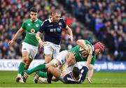 4 February 2017; Josh van der Flier of Ireland is tackled by Alex Dunbar of Scotland during the RBS Six Nations Rugby Championship match between Scotland and Ireland at BT Murrayfield Stadium in Edinburgh, Scotland. Photo by Ramsey Cardy/Sportsfile