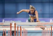 5 February 2017; Molly Scott of St L O'Toole AC, Co Carlow, on her way to winning the women's 60m hurdles during the Irish Life Health AAI Indoor Games at Sport Ireland National Indoor Arena in Abbotstown, Dublin. Photo by Sam Barnes/Sportsfile