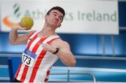 5 February 2017; Shane Aston of Trim AC, Co Meath, competing in the senior men's shot put during the Irish Life Health AAI Indoor Games at Sport Ireland National Indoor Arena in Abbotstown, Dublin. Photo by Sam Barnes/Sportsfile