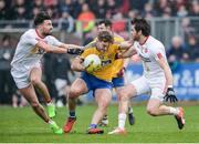5 February 2017; Ultan Harney of Roscommon in action against Tiernan McCann and Ronan McNamee of Tyrone during the Allianz Football League Division 1 Round 1 match between Tyrone and Roscommon at Healy Park in Omagh, Co. Tyrone. Photo by Oliver McVeigh/Sportsfile