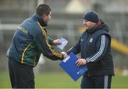 5 February 2017; Donegal manager Michael Naughton and Galway manager Stephen Glennon exchange a handshake after the Lidl Ladies Football National League Round 2 match between Galway and Donegal at Tuam Stadium in Galway. Photo by Diarmuid Greene/Sportsfile