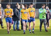 5 February 2017; A disappointed Thomas Featherston, left, Cian Connelly, centre, and Shane Killoran of Roscommon leave the pitch after the Allianz Football League Division 1 Round 1 match between Tyrone and Roscommon at Healy Park in Omagh, Co. Tyrone. Photo by Oliver McVeigh/Sportsfile