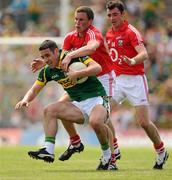 3 July 2011; Declan O'Sullivan, Kerry, in action against Patrick Kelly and Donncha O'Connor, Cork. Munster GAA Football Senior Championship Final, Kerry v Cork, Fitzgerald Stadium, Killarney, Co. Kerry. Picture credit: Brendan Moran / SPORTSFILE