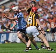 3 July 2011; Liam Rushe, Dublin, in action against Michael Rice and Tommy Walsh, right, Kilkenny. Leinster GAA Hurling Senior Championship Final, Kilkenny v Dublin, Croke Park, Dublin. Picture credit: Brian Lawless / SPORTSFILE