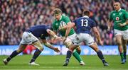 4 February 2017; Jamie Heaslip of Ireland is tackled by Alex Dunbar, left, and Huw Jones of Scotland during the RBS Six Nations Rugby Championship match between Scotland and Ireland at BT Murrayfield Stadium in Edinburgh, Scotland. Photo by Brendan Moran/Sportsfile