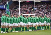 4 February 2017; The Ireland team line up for the national anthem prior to the RBS Six Nations Rugby Championship match between Scotland and Ireland at BT Murrayfield Stadium in Edinburgh, Scotland. Photo by Brendan Moran/Sportsfile