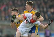 5 February 2017; Niall Kilroy and Niall McInerney of Roscommon in action against Darren McCurry of Tyrone during the Allianz Football League Division 1 Round 1 match between Tyrone and Roscommon at Healy Park in Omagh, Co. Tyrone. Photo by Oliver McVeigh/Sportsfile