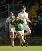 5 February 2017; Alan Forde of Meath in action against Tommy Moolick, left, and Kevin Feely of Kildare during the Allianz Football League Division 2 Round 1 match between Meath and Kildare at Páirc Táilteann in Navan, Co. Meath. Photo by Piaras Ó Mídheach/Sportsfile