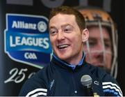 6 February 2017; Speaking at the 2017 Allianz Hurling League Launch in Croke Park is Cian Dillon of Clare. This year, Allianz celebrates 25 years of sponsoring the Allianz Leagues. Visit www.allianz.ie for more information. Photo by Seb Daly/Sportsfile