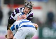 6 February 2017; Conor McCabe of Terenure College is tackled by Scott Barron of Blackrock College during the Bank of Ireland Leinster Schools Junior Cup Round 1 match between Blackrock College and Terenure College at Donnybrook Stadium in Dublin. Photo by Piaras Ó Mídheach/Sportsfile