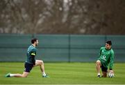 6 February 2017; Robbie Henshaw, left, and Tiernan O'Halloran of Ireland during squad training at Carton House in Maynooth, Co. Kildare. Photo by Ramsey Cardy/Sportsfile