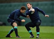 6 February 2017; Tommy Bowe, right, and Paddy Jackson of Ireland during squad training at Carton House in Maynooth, Co. Kildare. Photo by Ramsey Cardy/Sportsfile