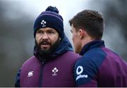 6 February 2017; Ireland defence coach Andy Farrell, left, in conversation with Garry Ringrose during squad training at Carton House in Maynooth, Co. Kildare. Photo by Ramsey Cardy/Sportsfile