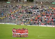 3 July 2011; The Cork team gather together in a huddle before the game. Munster GAA Football Minor Championship Final, Cork v Tipperary, Fitzgerald Stadium, Killarney, Co. Kerry. Picture credit: Diarmuid Greene / SPORTSFILE