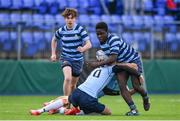 7 February 2017; Owen N'Tekim of Castleknock College is tackled by Niall Carroll of St Michael’s College during the Bank of Ireland Leinster Schools Junior Cup Round 1 match between St Michael’s College and Castleknock College at Donnybrook Stadium in Dublin. Photo by Ramsey Cardy/Sportsfile