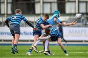 7 February 2017; Jack Guinane of St Michael’s College is tackled by Adam Malone, left, and Jake Rooney of Castleknock College during the Bank of Ireland Leinster Schools Junior Cup Round 1 match between St Michael’s College and Castleknock College at Donnybrook Stadium in Dublin. Photo by Ramsey Cardy/Sportsfile