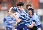 7 February 2017; Oran Farrell of Castleknock College is tackled by William Hickey of St Michael’s College during the Bank of Ireland Leinster Schools Junior Cup Round 1 match between St Michael’s College and Castleknock College at Donnybrook Stadium in Dublin. Photo by Ramsey Cardy/Sportsfile