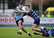 7 February 2017; Zach Harrison of St Michael’s College is tackled by Conor Dunne of Castleknock College during the Bank of Ireland Leinster Schools Junior Cup Round 1 match between St Michael’s College and Castleknock College at Donnybrook Stadium in Dublin. Photo by Ramsey Cardy/Sportsfile