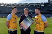 8 February 2017; Dublin footballer and All-Ireland winner Paul Flynn, mental health advocate Alan O’Mara, legendary GAA commentator Mícheál Ó Muircheartaigh, Pieta House Chief Clinical Officer Cindy O’Connor and Árd Stiúrthoir of the GAA Paraic Duffy gathered at Croke Park today to launch the new Pieta House suicide bereavement services brochure. The brochure is to publicise that Pieta House now offers suicide bereavement counselling and the free 24-hour suicide helpline 1800 247 247 in addition to counselling for those in suicidal crisis and people who self-harm. For more information, visit www.pieta.ie. Pictured are, from left, Paul Flynn, Mícheál Ó Muircheartaigh, and Alan O'Mara. Croke Park in Dublin. Photo by Piaras Ó Mídheach/Sportsfile