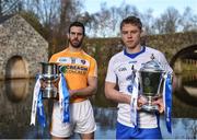 8 February 2017; In attendance at the 2017 Allianz Hurling League Launch in Malone House, Belfast are Neil McManus of Antrim, left, and Philip Mahony of Waterford. This year, Allianz celebrates 25 years of sponsoring the Allianz Leagues. Visit www.allianz.ie for more information. Photo by Seb Daly/Sportsfile