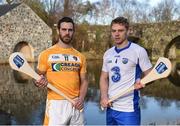 8 February 2017; In attendance at the 2017 Allianz Hurling League Launch in Malone House, Belfast are Neil McManus of Antrim, left, and Philip Mahony of Waterford. This year, Allianz celebrates 25 years of sponsoring the Allianz Leagues. Visit www.allianz.ie for more information. Photo by Seb Daly/Sportsfile